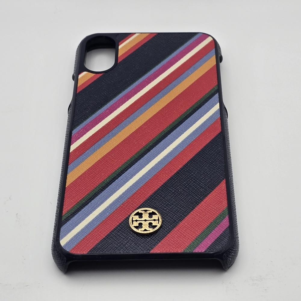 Tory Burch Diagonal Striped Vibrant Multicolor Hardshell Phone Case iPhone X